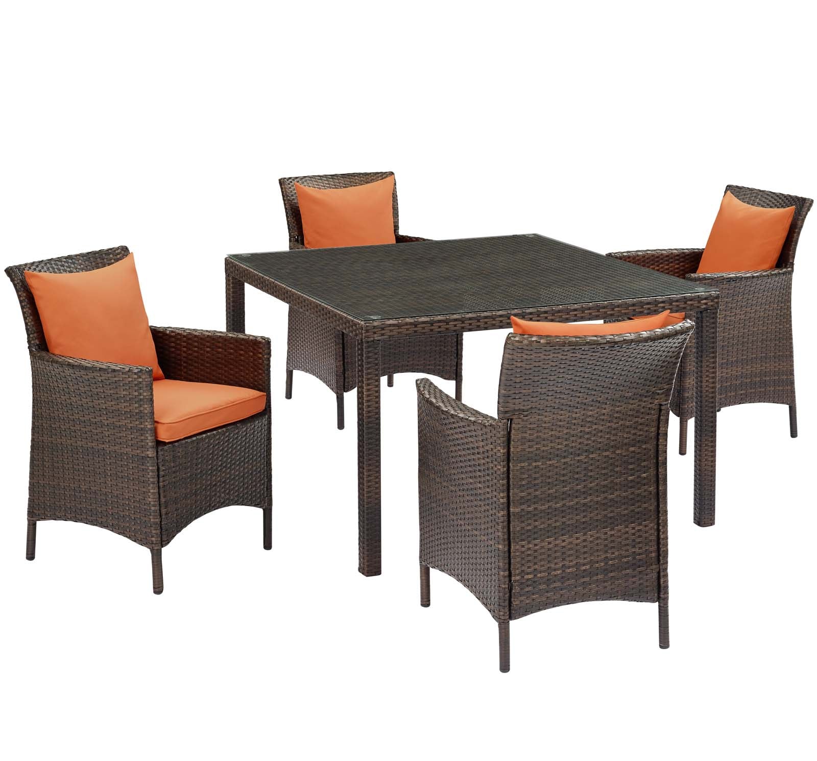 Conduit 5 Piece Outdoor Patio Wicker Rattan Set