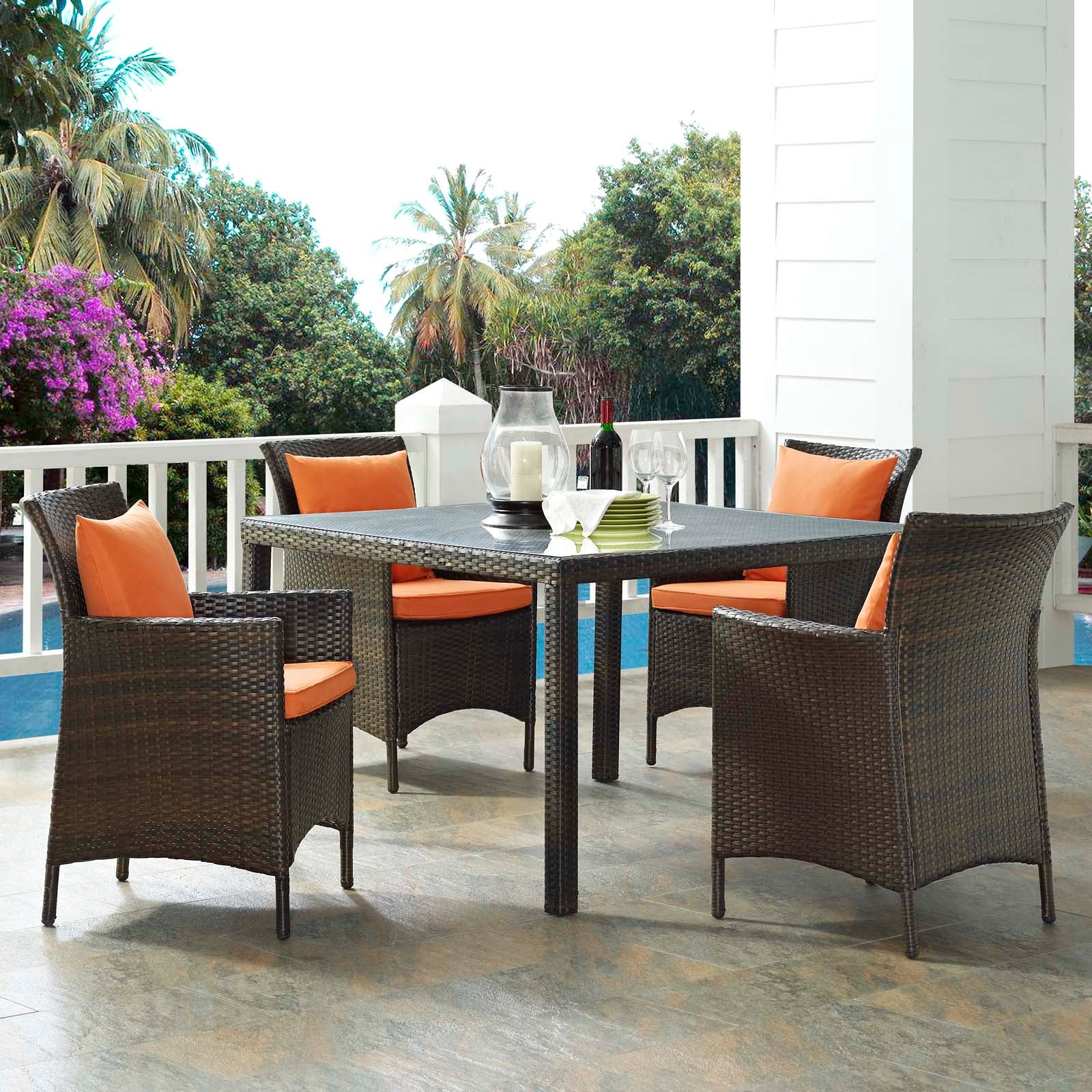 Conduit 5 Piece Outdoor Patio Wicker Rattan Set