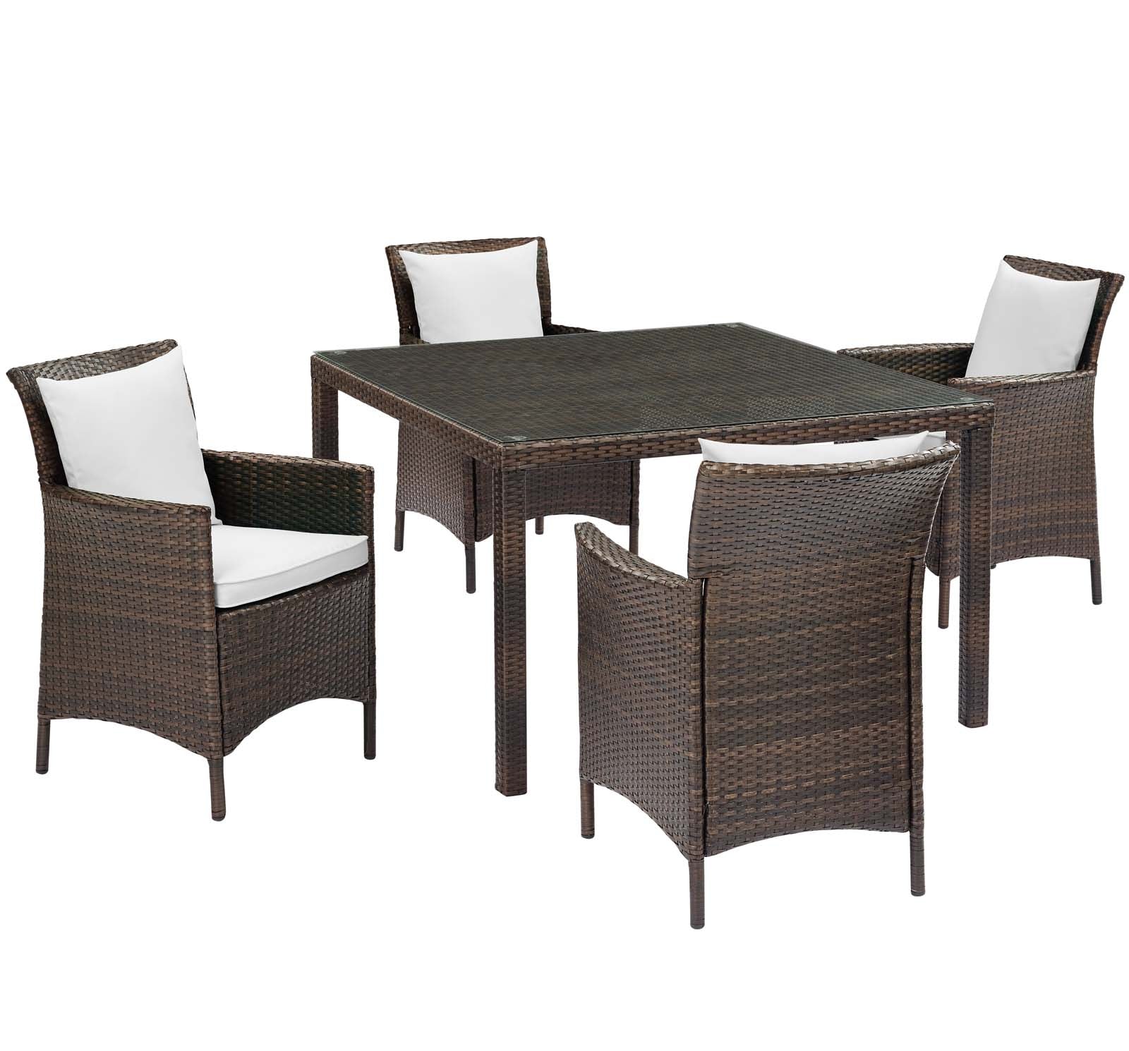 Conduit 5 Piece Outdoor Patio Wicker Rattan Set