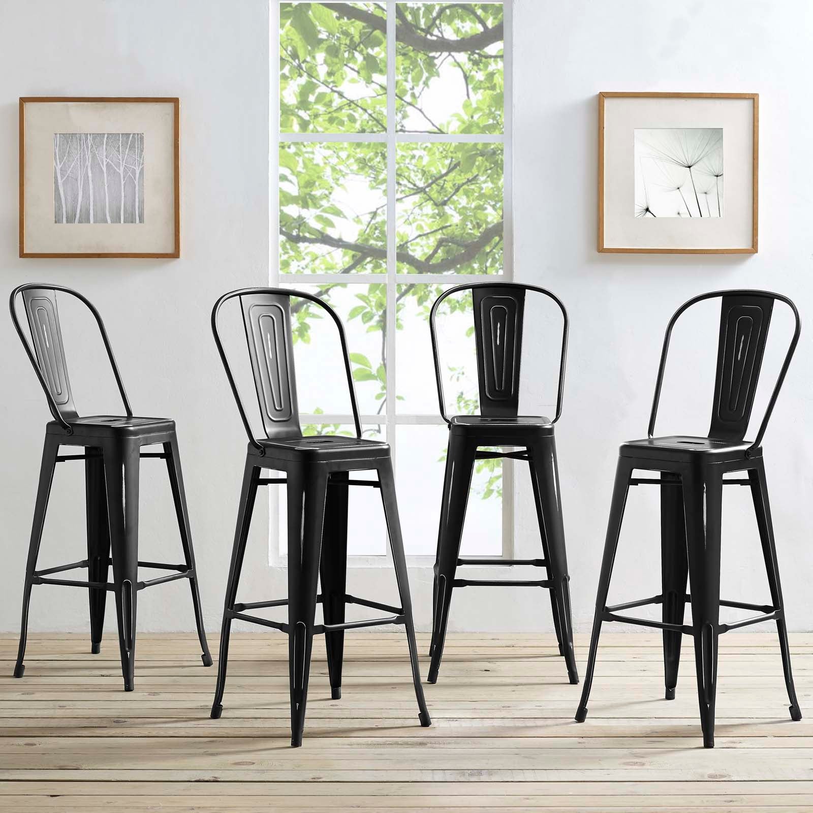 Promenade Bar Side Stool Metal Set of 4