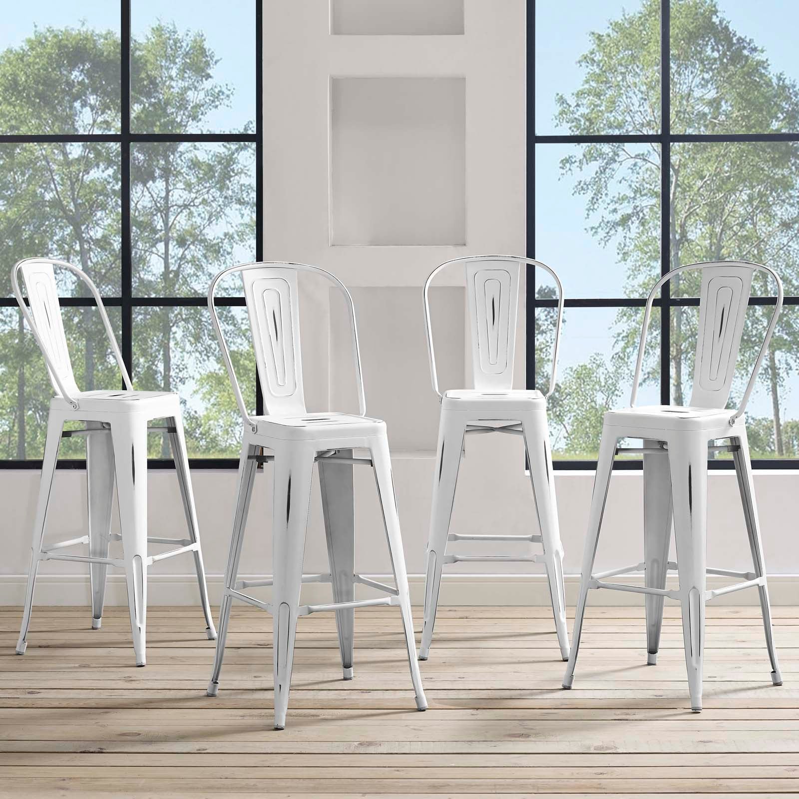 Promenade Bar Side Stool Metal Set of 4