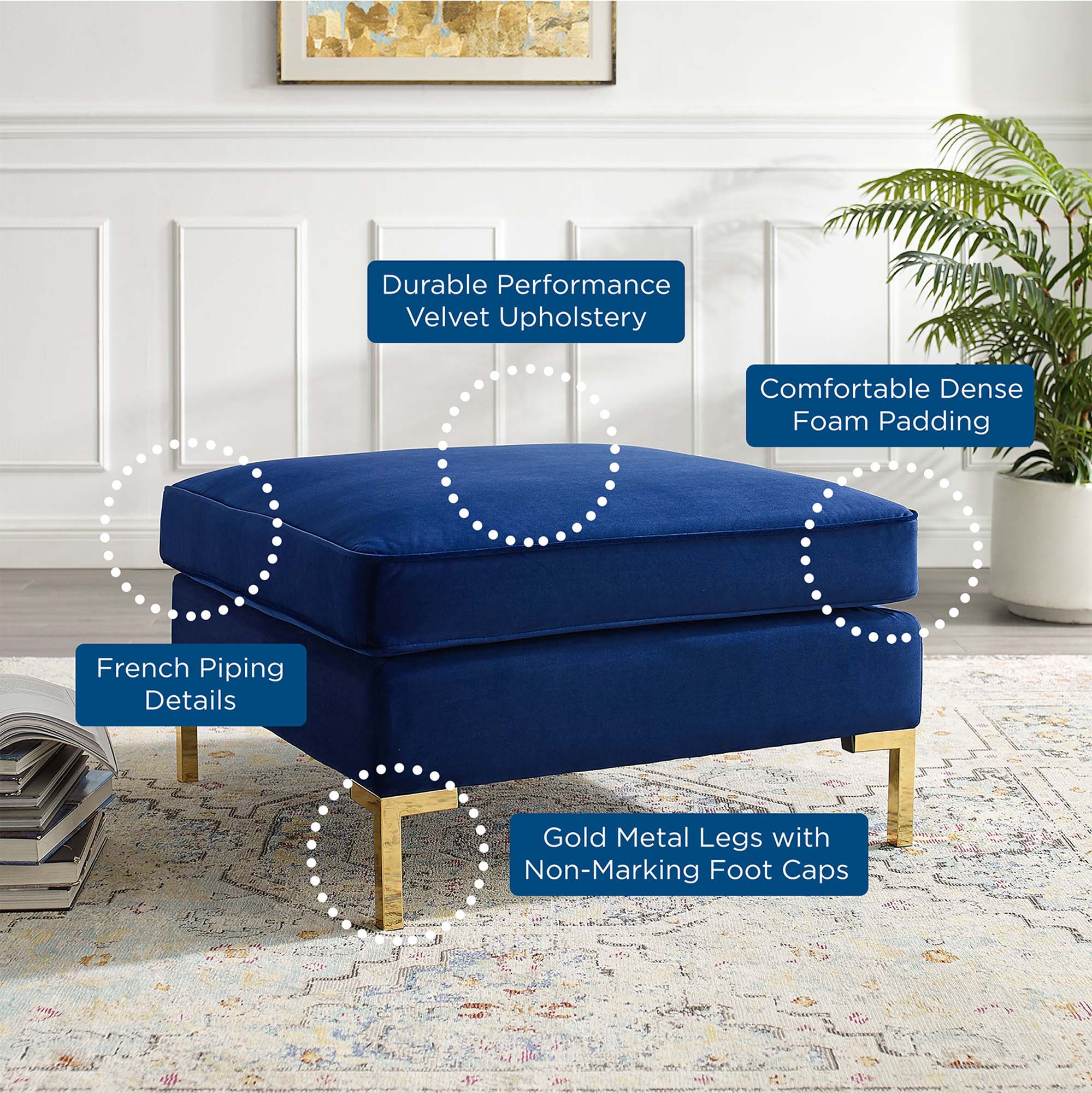 Ardent Performance Velvet Ottoman