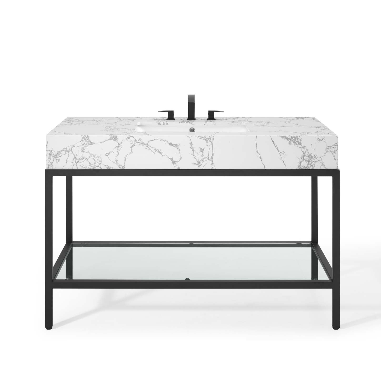 Kingsley 50" Black Stainless Steel Bathroom Vanity