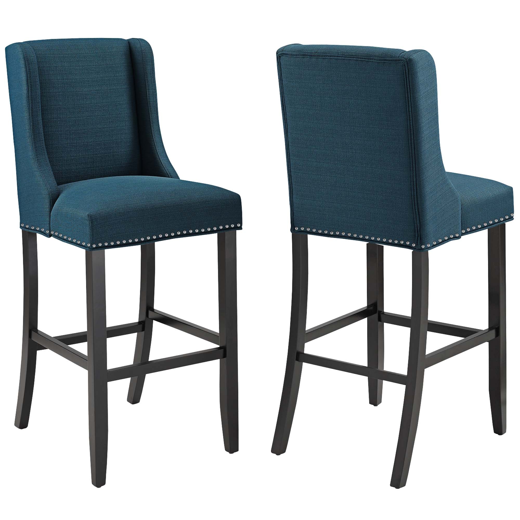 Baron Bar Stool Upholstered Fabric Set of 2