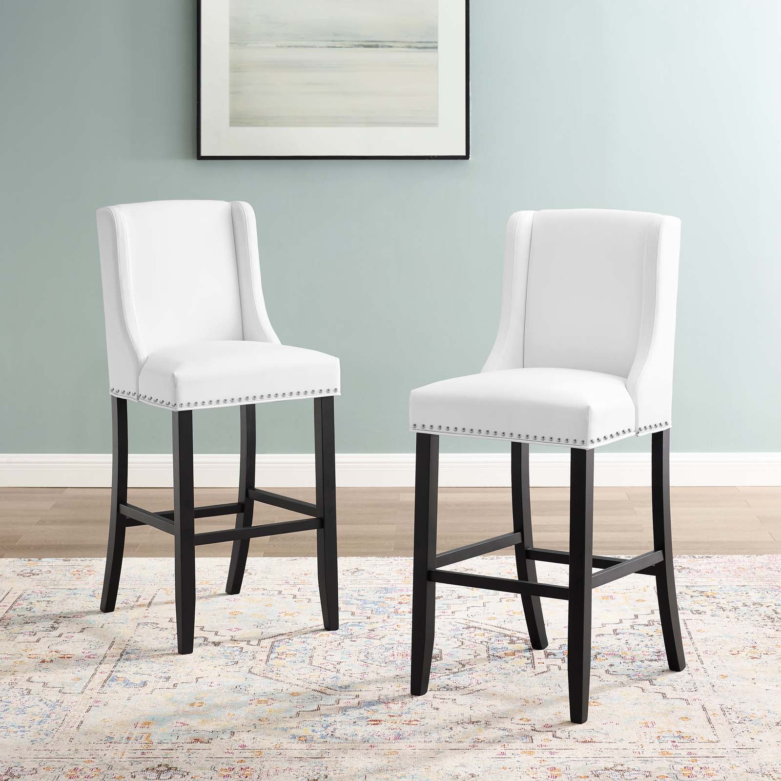 Baron Bar Stool Faux Leather Set of 2