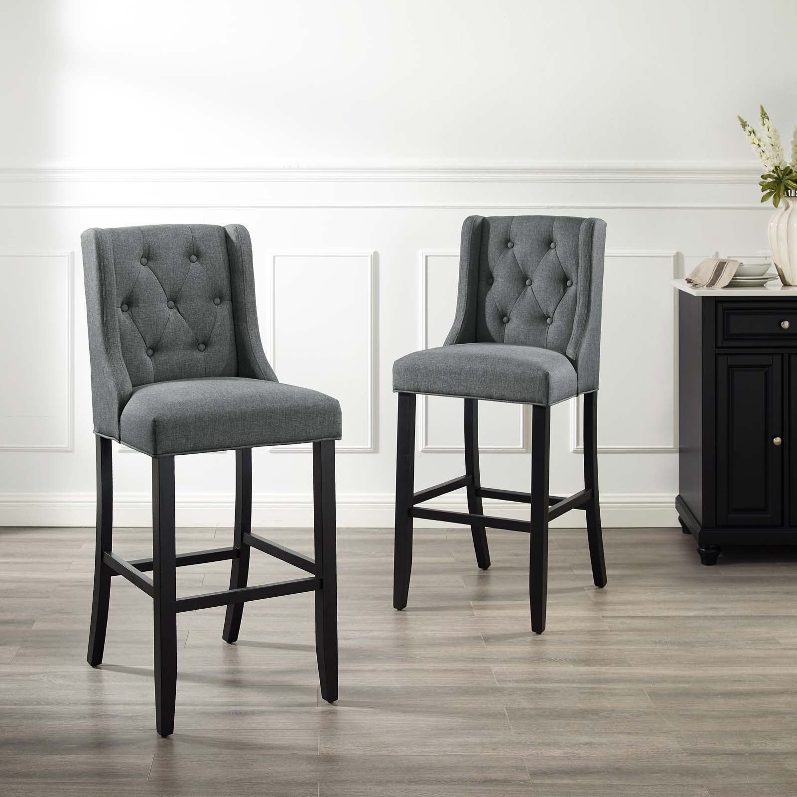 Baronet Bar Stool Upholstered Fabric Set of 2