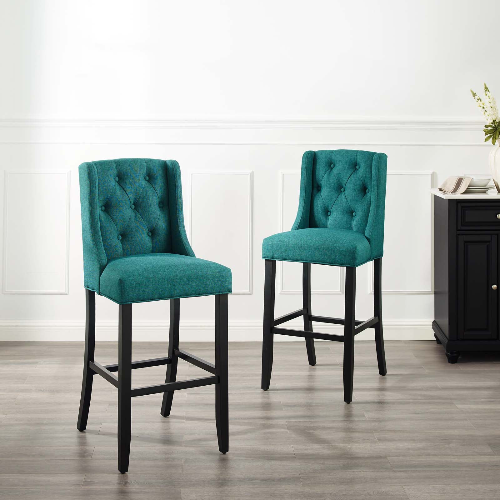 Baronet Bar Stool Upholstered Fabric Set of 2