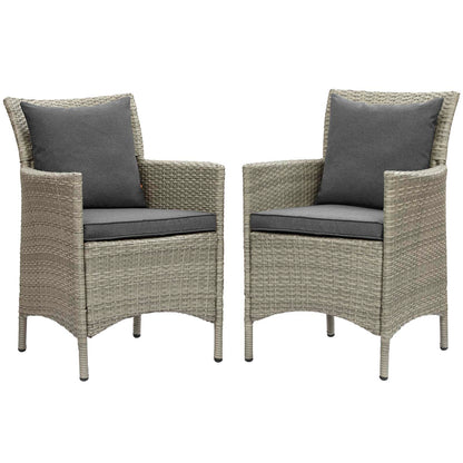 Conduit Outdoor Patio Wicker Rattan Dining Armchair Set of 2