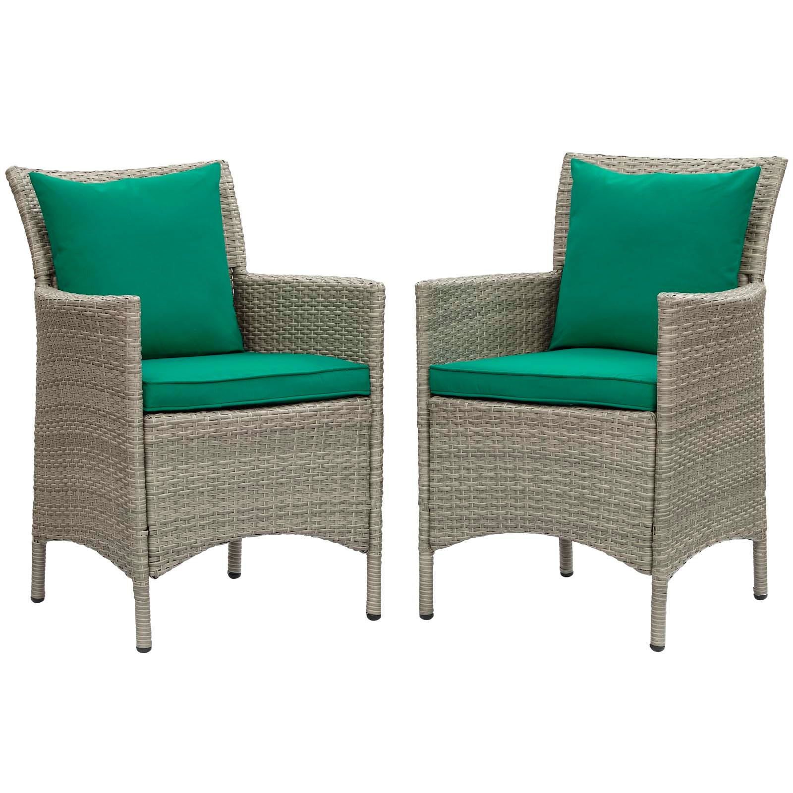 Conduit Outdoor Patio Wicker Rattan Dining Armchair Set of 2