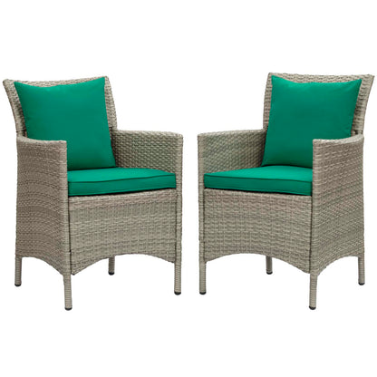 Conduit Outdoor Patio Wicker Rattan Dining Armchair Set of 2