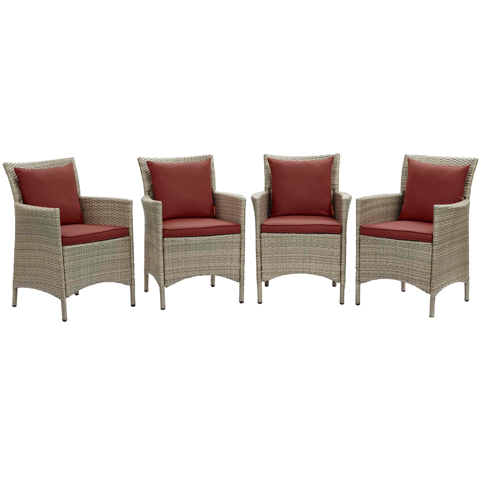 Conduit Outdoor Patio Wicker Rattan Dining Armchair Set of 4