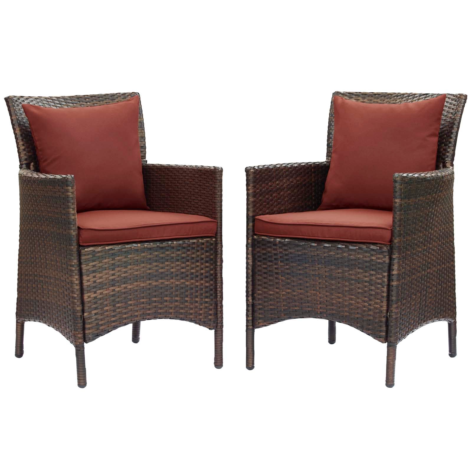 Conduit Outdoor Patio Wicker Rattan Dining Armchair Set of 2