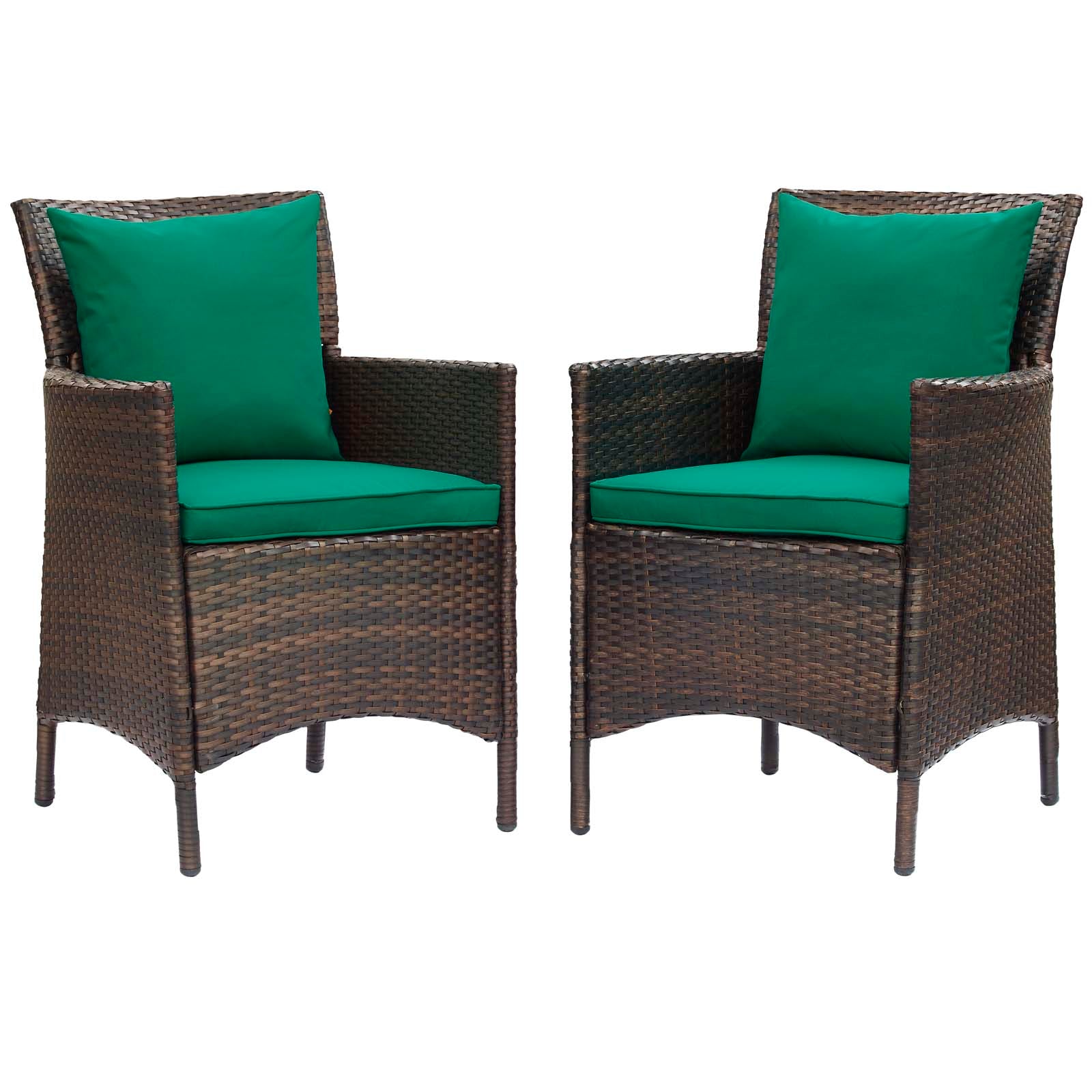 Conduit Outdoor Patio Wicker Rattan Dining Armchair Set of 2