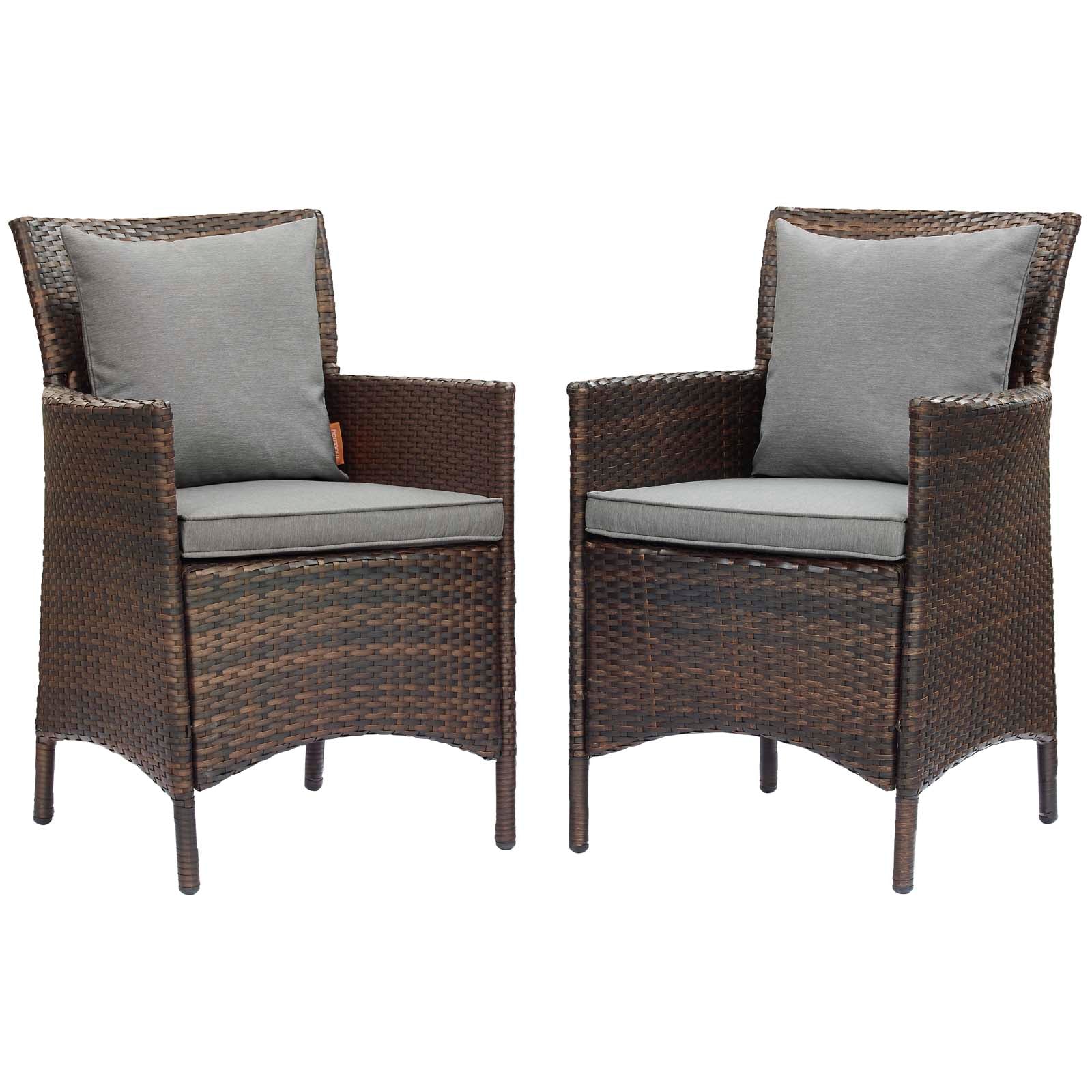 Conduit Outdoor Patio Wicker Rattan Dining Armchair Set of 2