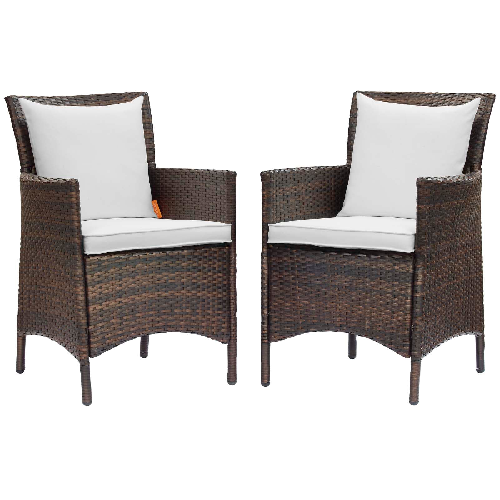 Conduit Outdoor Patio Wicker Rattan Dining Armchair Set of 2