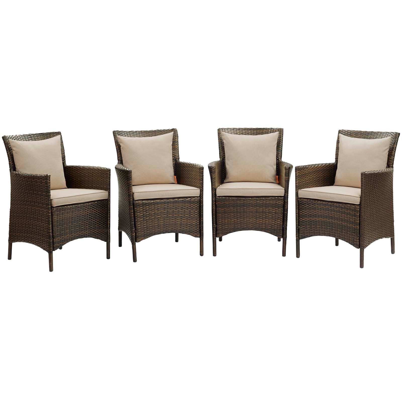 Conduit Outdoor Patio Wicker Rattan Dining Armchair Set of 4