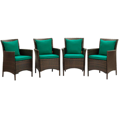 Conduit Outdoor Patio Wicker Rattan Dining Armchair Set of 4