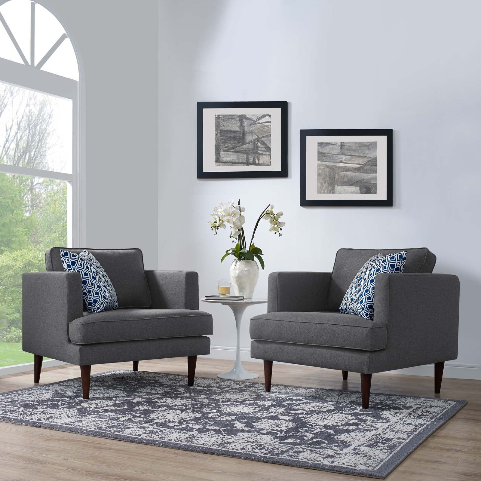 Agile Upholstered Fabric Armchair Set of 2