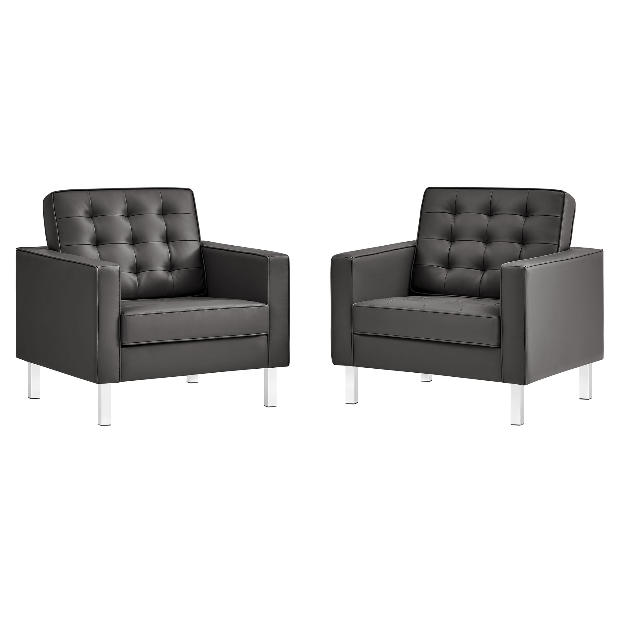 Loft Tufted Vegan Leather Armchairs - Set of 2