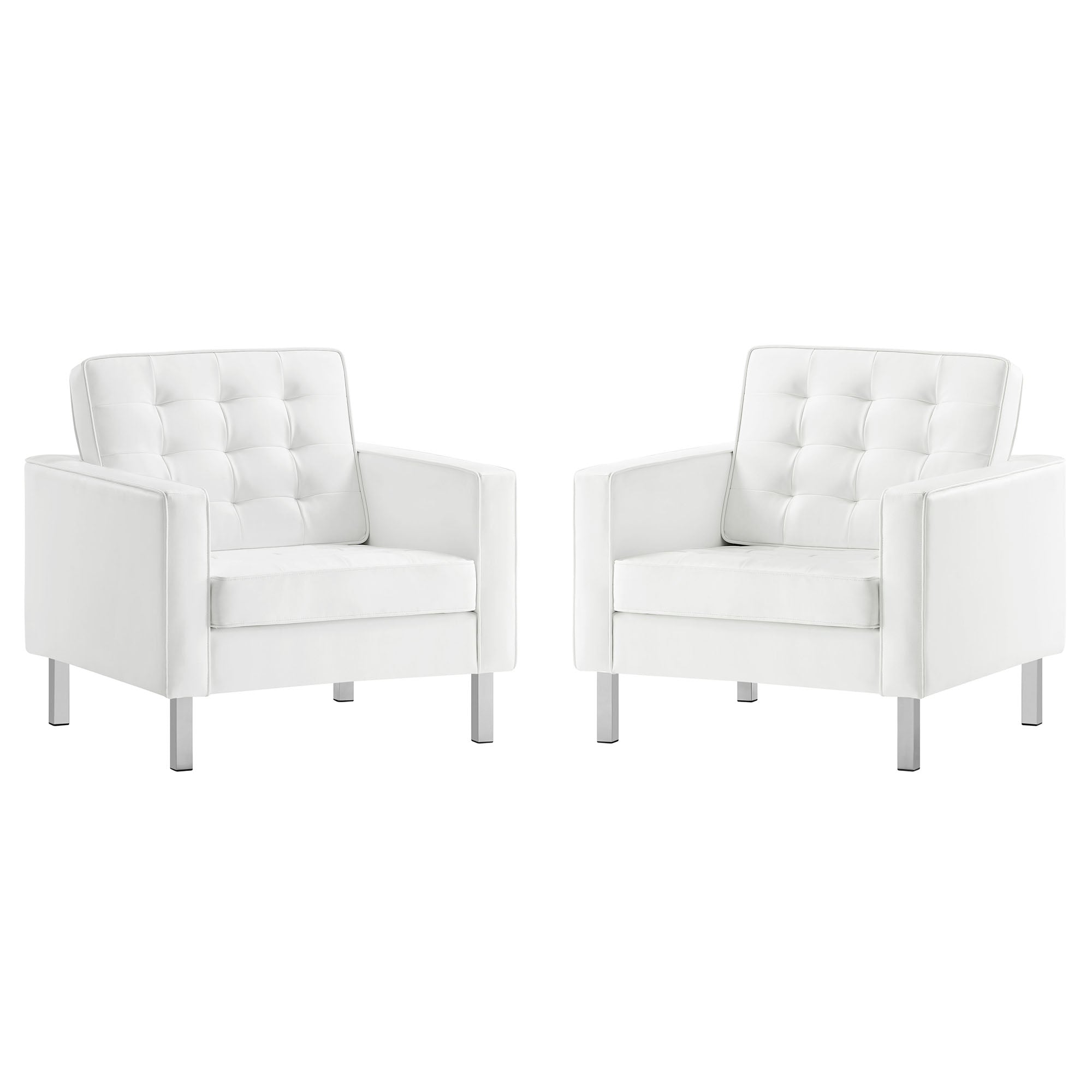 Loft Tufted Vegan Leather Armchairs - Set of 2