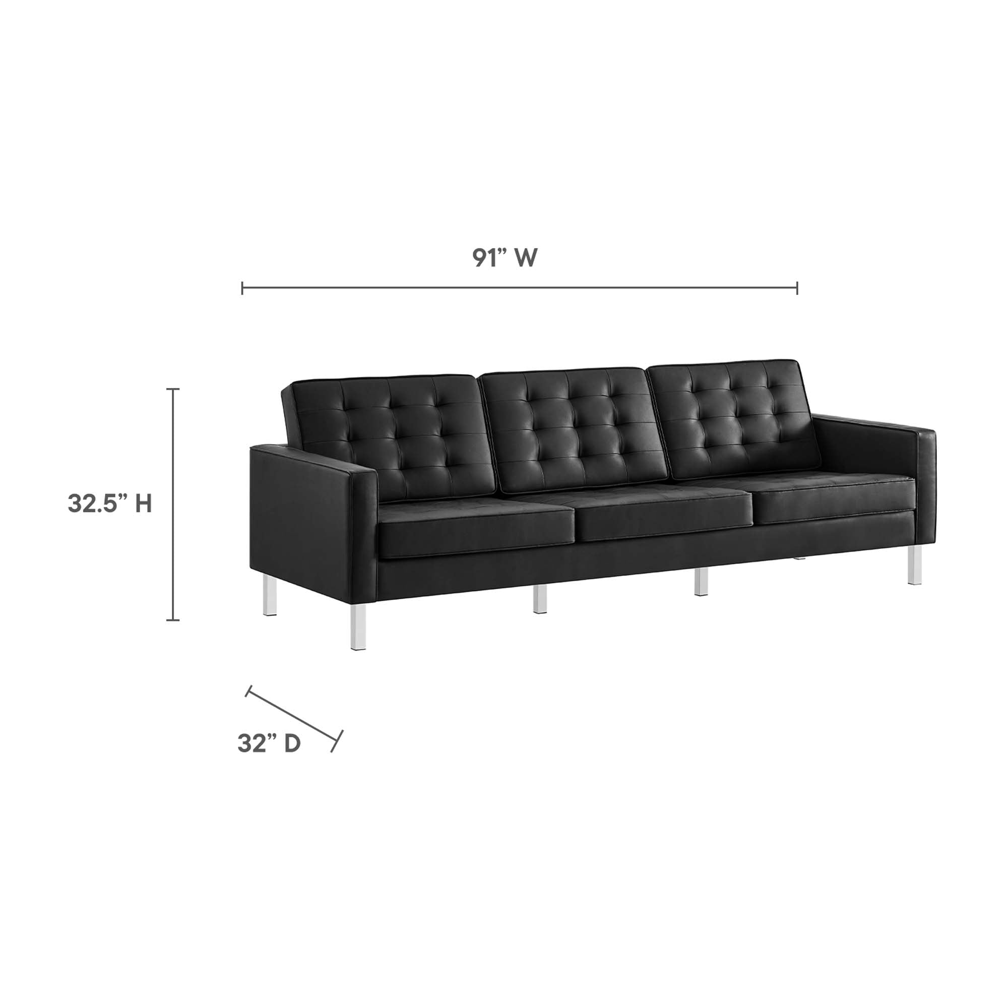 Loft Tufted Vegan Leather 3-Piece Furniture Set