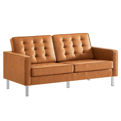 Loft Tufted Vegan Leather 2-Piece Furniture Set