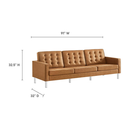 Loft Tufted Vegan Leather 2-Piece Furniture Set
