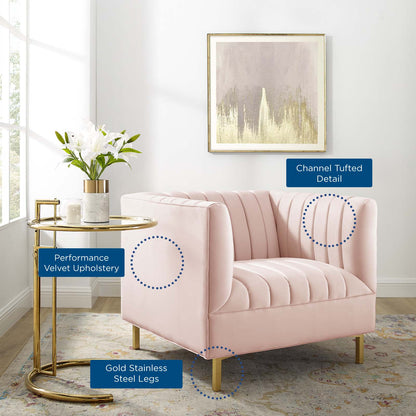 Shift Channel Tufted Performance Velvet Armchair