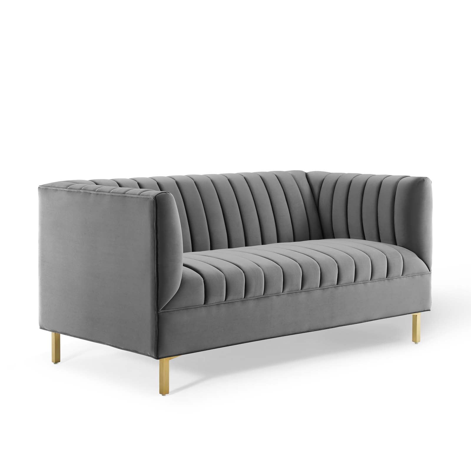 Shift Channel Tufted Performance Velvet Loveseat