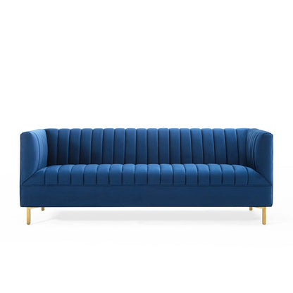 Shift Channel Tufted Performance Velvet Sofa