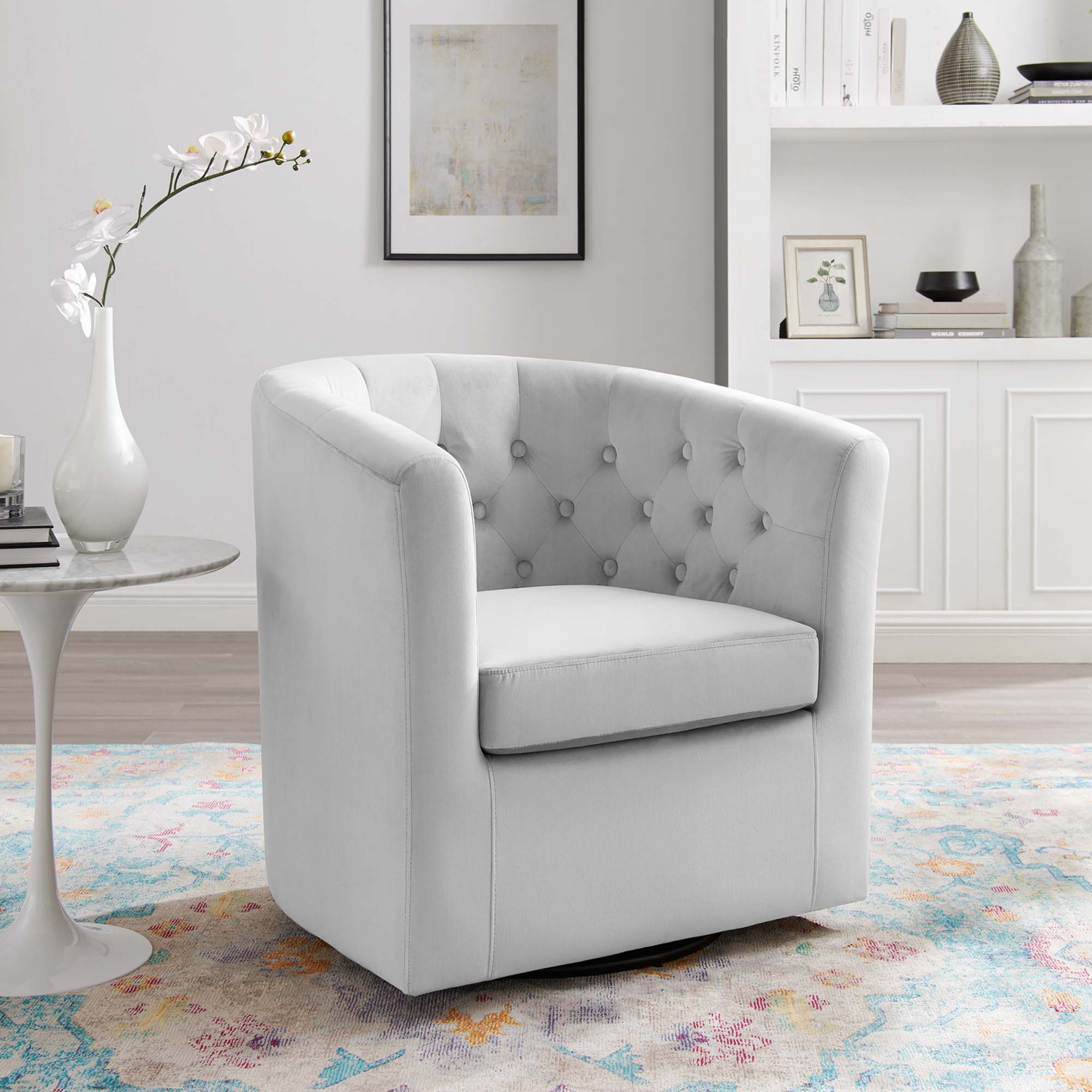 Prospect Tufted Performance Velvet Swivel Armchair