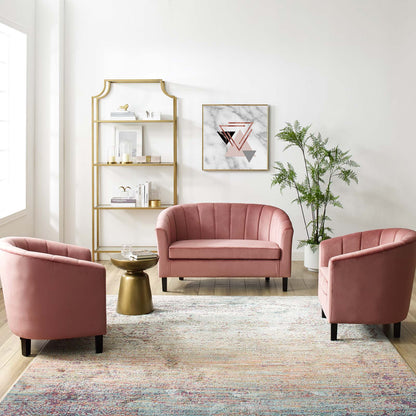 Prospect Channel Tufted 3 Piece Performance Velvet Set