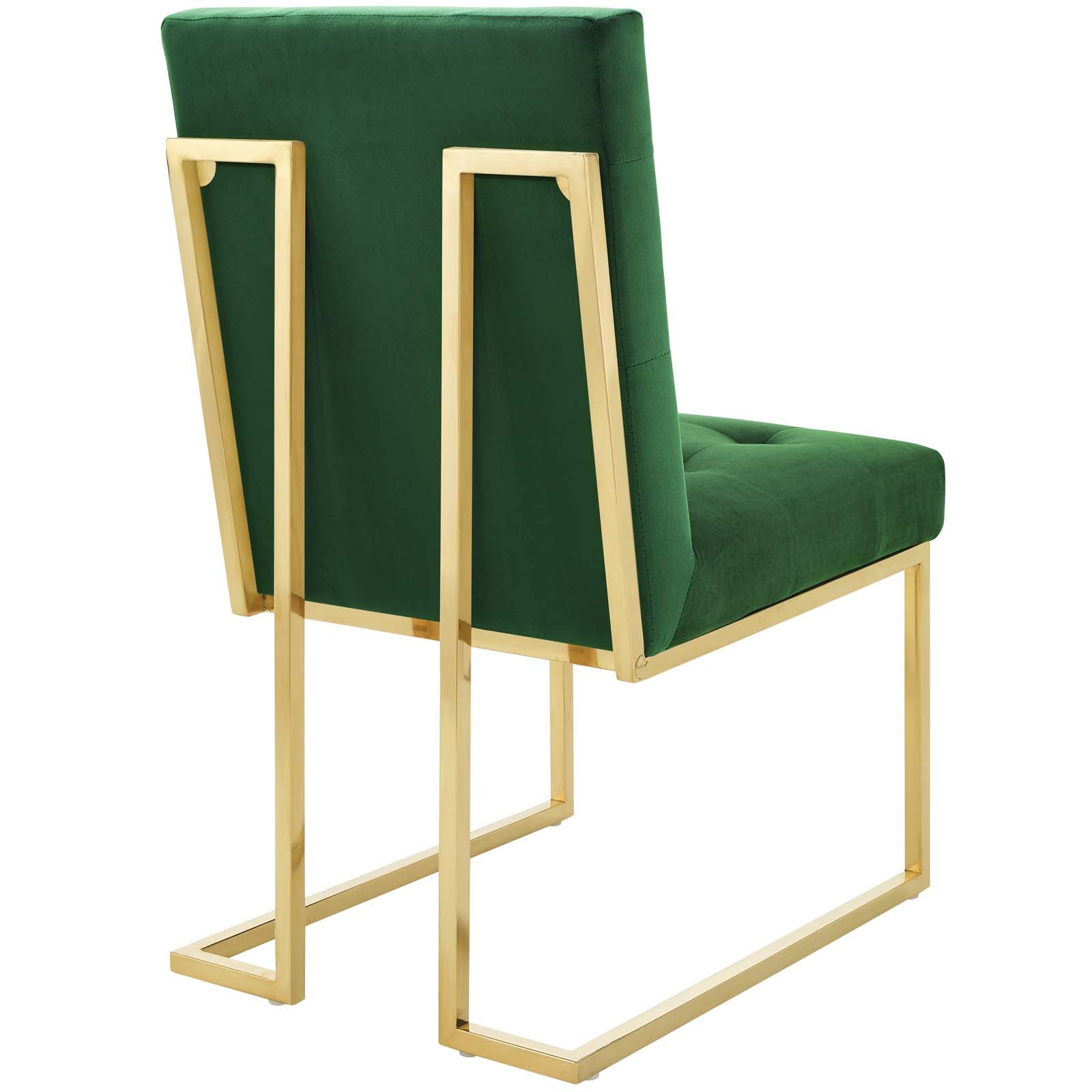 Privy Gold Stainless Steel Performance Velvet Dining Chair Set of 2