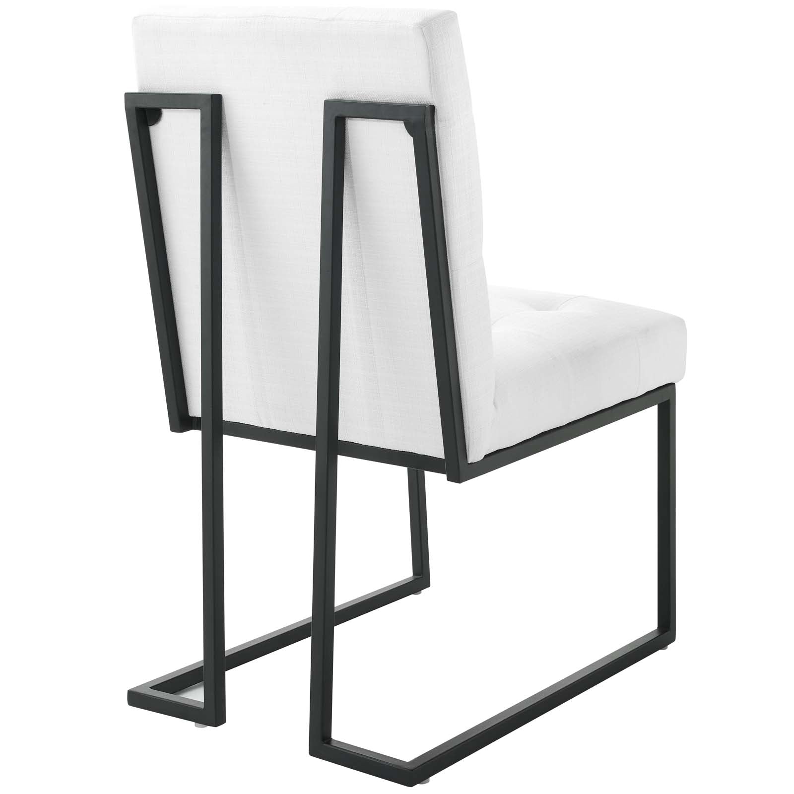 Privy Black Stainless Steel Upholstered Fabric Dining Chair Set of 2