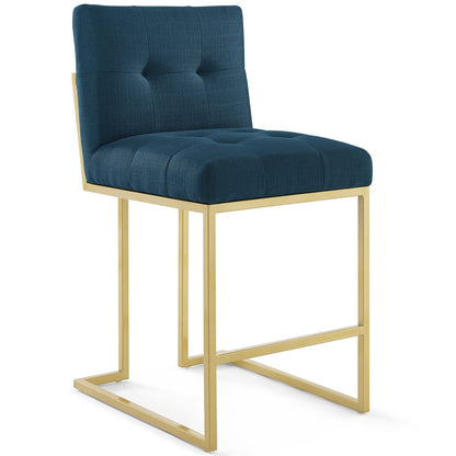 Privy Gold Stainless Steel Upholstered Fabric Counter Stool