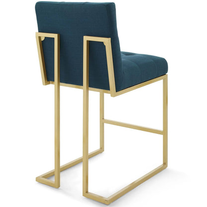 Privy Gold Stainless Steel Upholstered Fabric Counter Stool