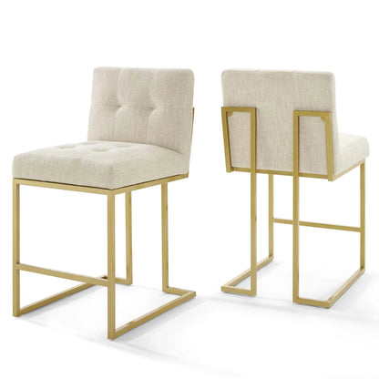 Privy Gold Stainless Steel Upholstered Fabric Counter Stool