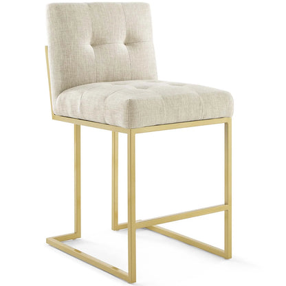 Privy Gold Stainless Steel Upholstered Fabric Counter Stool