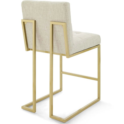 Privy Gold Stainless Steel Upholstered Fabric Counter Stool