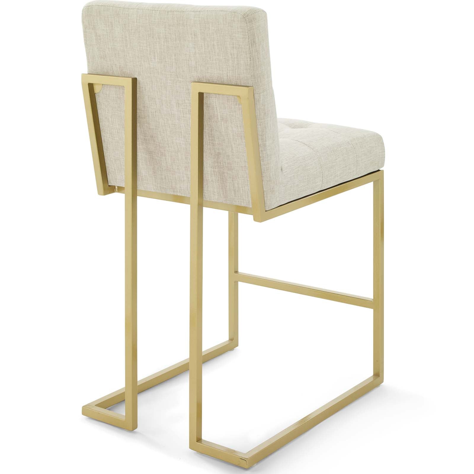 Privy Gold Stainless Steel Upholstered Fabric Counter Stool Set of 2