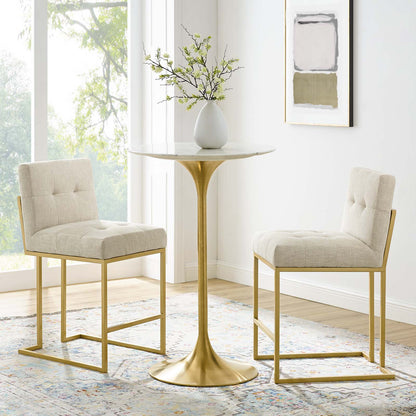 Privy Gold Stainless Steel Upholstered Fabric Counter Stool
