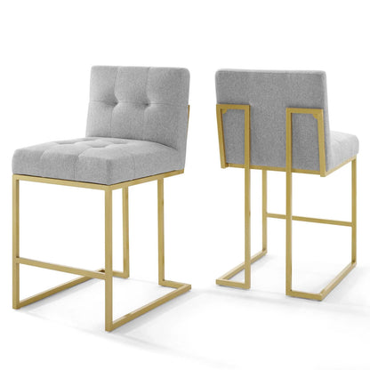 Privy Gold Stainless Steel Upholstered Fabric Counter Stool