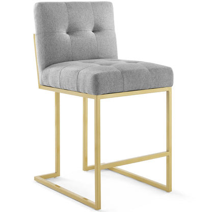 Privy Gold Stainless Steel Upholstered Fabric Counter Stool