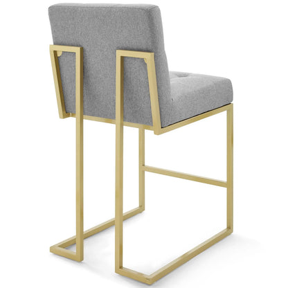 Privy Gold Stainless Steel Upholstered Fabric Counter Stool