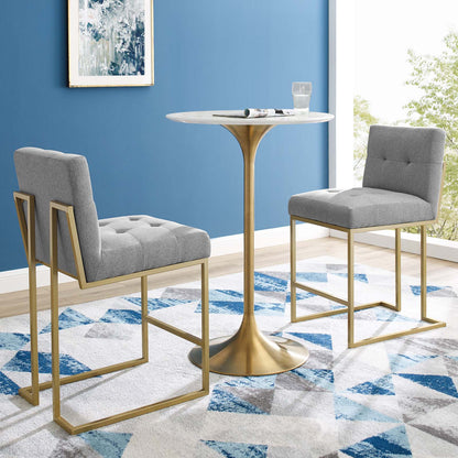 Privy Gold Stainless Steel Upholstered Fabric Counter Stool