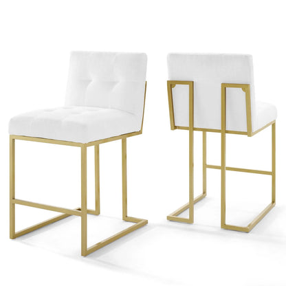 Privy Gold Stainless Steel Upholstered Fabric Counter Stool