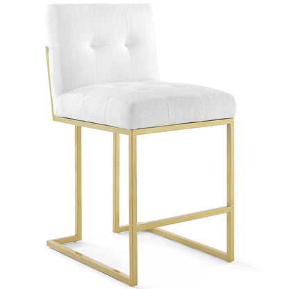 Privy Gold Stainless Steel Upholstered Fabric Counter Stool