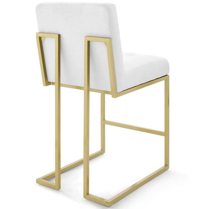 Privy Gold Stainless Steel Upholstered Fabric Counter Stool