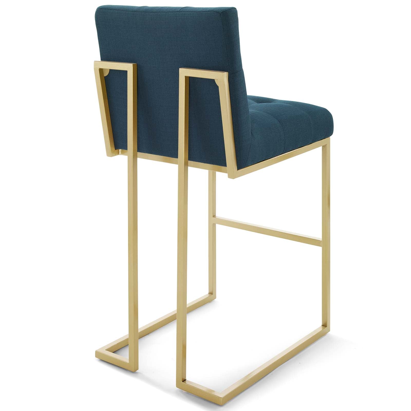 Privy Gold Stainless Steel Upholstered Fabric Bar Stool Set of 2