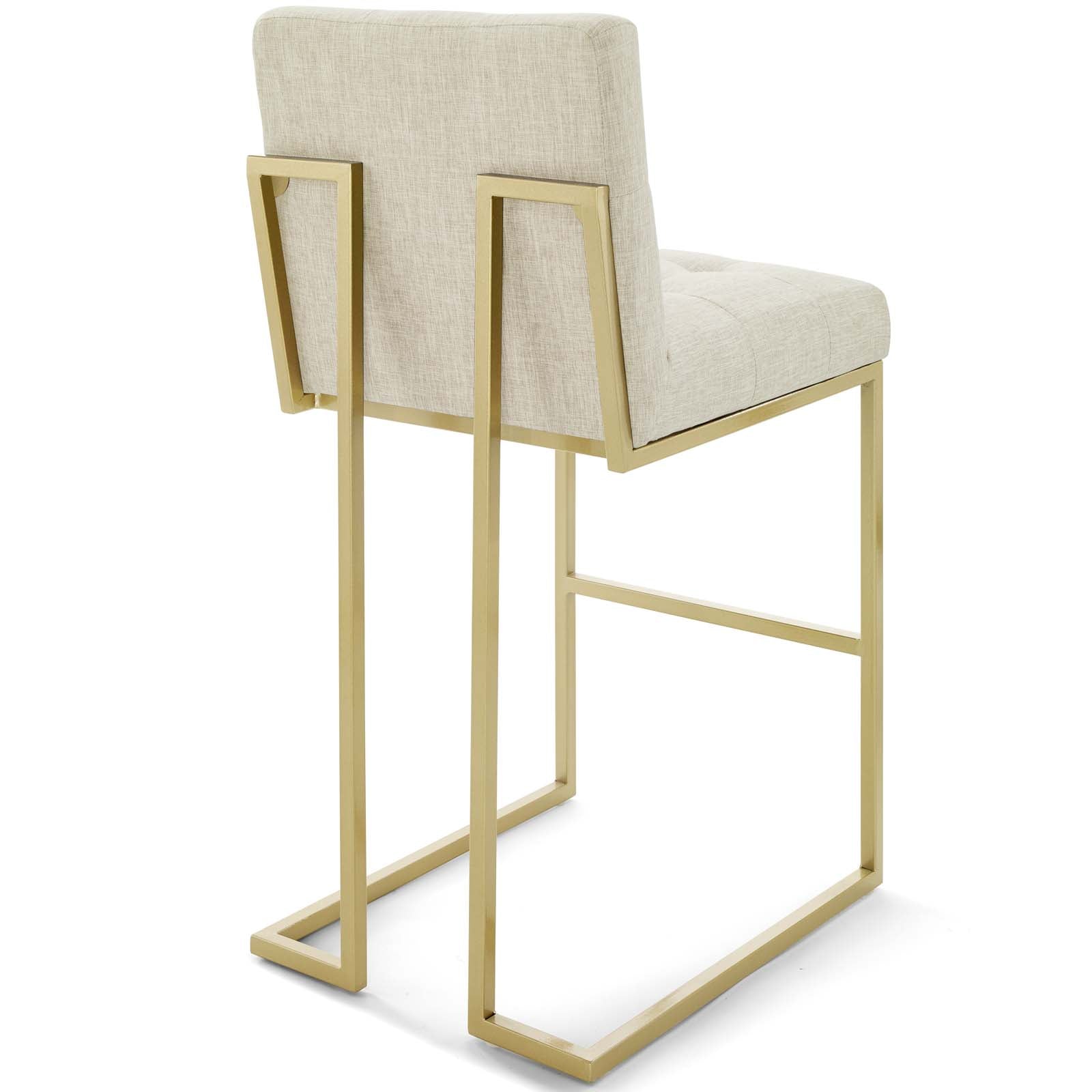 Privy Gold Stainless Steel Upholstered Fabric Bar Stool Set of 2